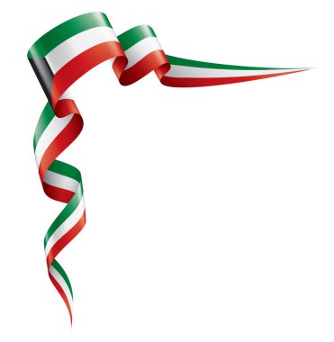 Beyaz arkaplanda Kuveyt bayrağı, vektör illüstrasyonu