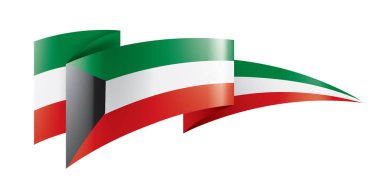 Beyaz arkaplanda Kuveyt bayrağı, vektör illüstrasyonu