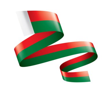 Madagaskar bayrağı, beyaz bir arka plan üzerinde vektör çizim