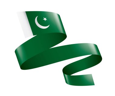 Pakistan bayrağı, beyaz arkaplanda vektör illüstrasyonu