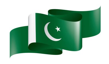 Pakistan bayrağı, beyaz arkaplanda vektör illüstrasyonu