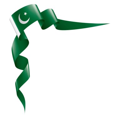 Pakistan bayrağı, beyaz arkaplanda vektör illüstrasyonu