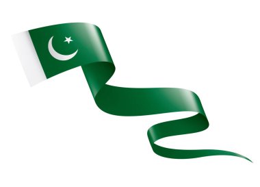 Pakistan bayrağı, beyaz arkaplanda vektör illüstrasyonu