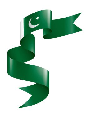 Pakistan bayrağı, beyaz arkaplanda vektör illüstrasyonu