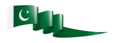 Pakistan bayrağı, beyaz arkaplanda vektör illüstrasyonu