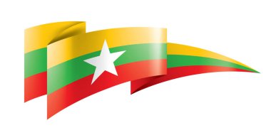 Myanmar bayrağı, beyaz bir arka plan üzerinde vektör çizim
