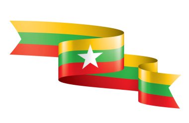 Myanmar bayrağı, beyaz bir arka plan üzerinde vektör çizim