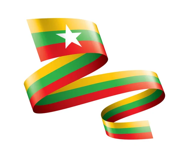 Myanmar flagga, vektorillustration på vit bakgrund — Stock vektor