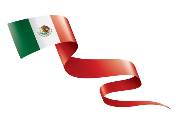 Meksika bayrağı, beyaz bir arka plan üzerinde vektör çizim — Stok Vektör
