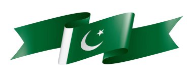 Pakistan bayrağı, beyaz arkaplanda vektör illüstrasyonu