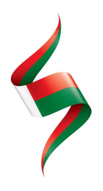 Madagaskar bayrağı, beyaz bir arka plan üzerinde vektör çizim