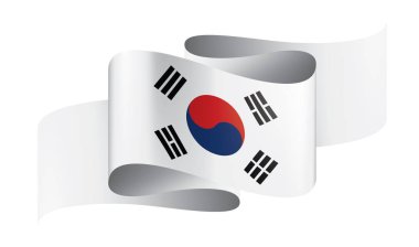 Güney Kore bayrağı, beyaz bir arka plan üzerinde vektör çizim
