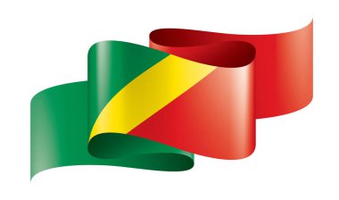 Beyaz arkaplanda Kongo bayrağı, vektör illüstrasyonu