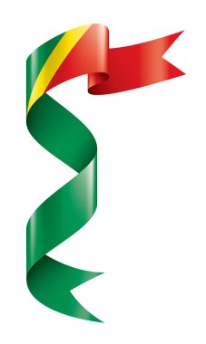 Beyaz arkaplanda Kongo bayrağı, vektör illüstrasyonu