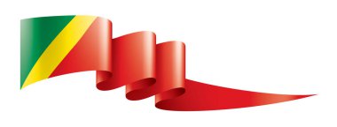 Beyaz arkaplanda Kongo bayrağı, vektör illüstrasyonu