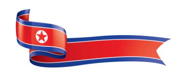 Kuzey Kore bayrağı, beyaz arkaplanda vektör illüstrasyonu