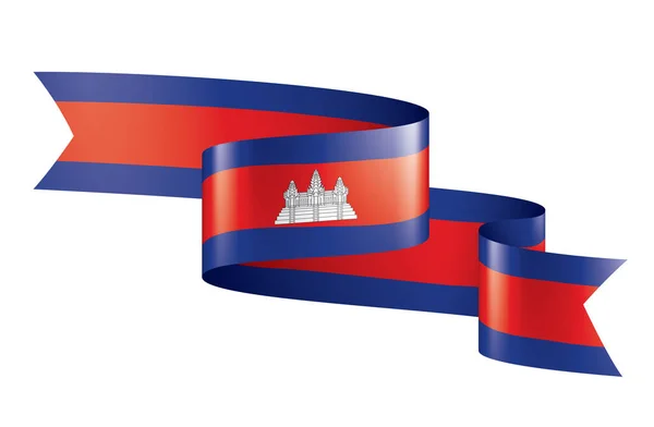 Kamboçya bayrağı, beyaz bir arka plan üzerinde vektör çizim — Stok Vektör