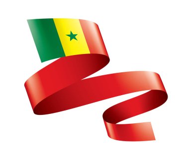 Senegal bayrağı, beyaz arkaplanda vektör çizimi