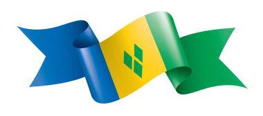 Saint Vincent ve Grenadines bayrağı, beyaz arkaplanda vektör çizimi