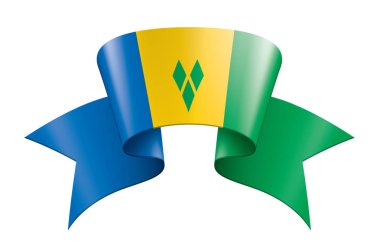 Saint Vincent ve Grenadines bayrağı, beyaz arkaplanda vektör çizimi
