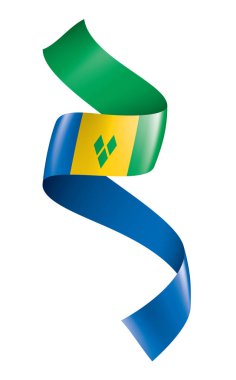 Saint Vincent ve Grenadines bayrağı, beyaz arkaplanda vektör çizimi