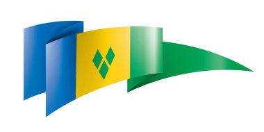 Saint Vincent ve Grenadines bayrağı, beyaz arkaplanda vektör çizimi