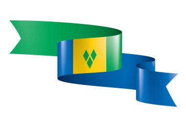 Saint Vincent ve Grenadines bayrağı, beyaz arkaplanda vektör çizimi