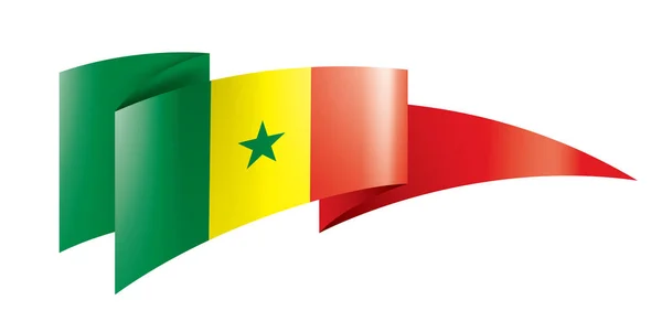 Drapeau Sénégal, illustration vectorielle sur fond blanc — Image vectorielle