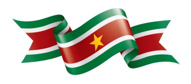 Surinam bayrak, beyaz bir arka plan üzerinde vektör çizim