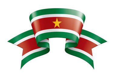 Surinam bayrak, beyaz bir arka plan üzerinde vektör çizim