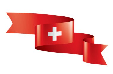 İsviçre bayrağı, beyaz arkaplanda vektör illüstrasyonu