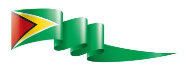 Guyana bayrağı, beyaz arkaplanda vektör illüstrasyonu