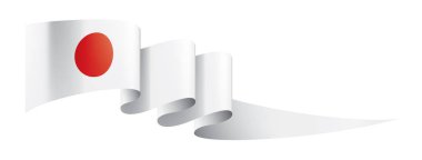 Japon bayrağı, beyaz arkaplanda vektör illüstrasyonu