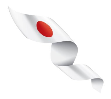 Japon bayrağı, beyaz arkaplanda vektör illüstrasyonu