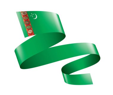 Türkmenistan bayrağı, beyaz bir arka plan üzerinde vektör çizim