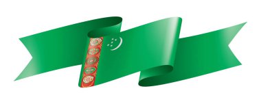 Türkmenistan bayrağı, beyaz bir arka plan üzerinde vektör çizim