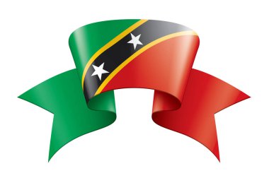 Saint Kitts ve Nevis bayrağı, beyaz arkaplanda vektör çizimi