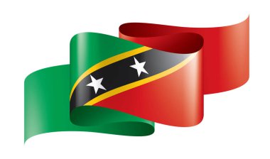 Saint Kitts ve Nevis bayrağı, beyaz arkaplanda vektör çizimi