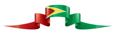 Guyana bayrağı, beyaz arkaplanda vektör illüstrasyonu