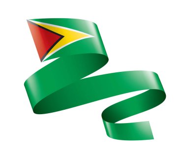 Guyana bayrağı, beyaz arkaplanda vektör illüstrasyonu
