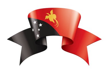 Papua Yeni Gine bayrağı, beyaz arkaplanda vektör illüstrasyonu