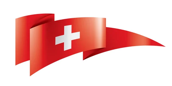 スイスの国旗白い背景のベクトルイラスト — ストックベクタ
