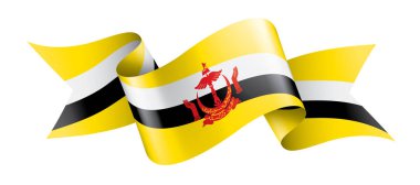 Brunei bayrağı, beyaz arkaplanda vektör illüstrasyonu