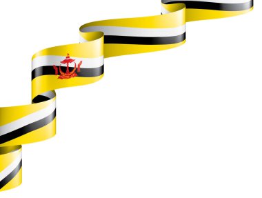 Brunei bayrağı, beyaz arkaplanda vektör illüstrasyonu