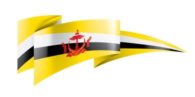 Brunei bayrağı, beyaz arkaplanda vektör illüstrasyonu