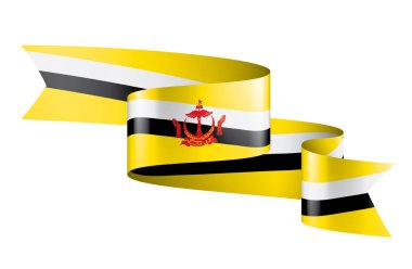 Brunei bayrağı, beyaz arkaplanda vektör illüstrasyonu