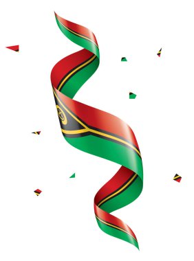 Vanuatu bayrağı, beyaz arkaplanda vektör çizimi