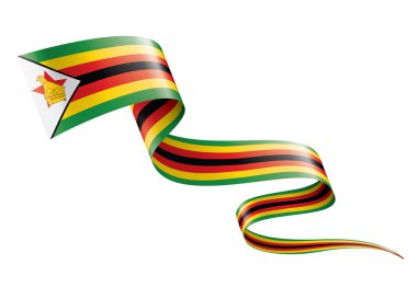 Zimbabwe bayrağı, beyaz arkaplanda vektör illüstrasyonu