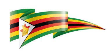 Zimbabwe bayrağı, beyaz arkaplanda vektör illüstrasyonu