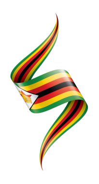 Zimbabwe bayrağı, beyaz arkaplanda vektör illüstrasyonu